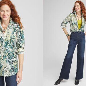 CHICO'S no iron mixed animal print shirt (0/US4)